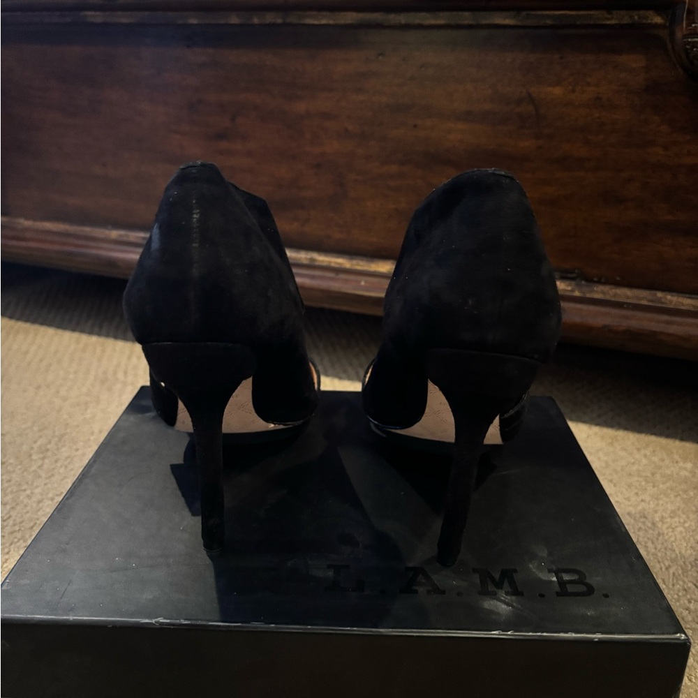 L.A.M.B. Elegant Black Suede Heels